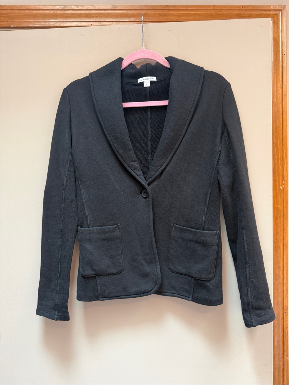 James Perse Black Shawl Collar Blazer Jacket Sz 2 Very Nice Condition Classic